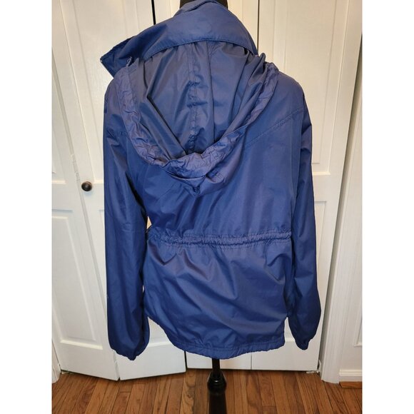 Royal Blue Hooded Anorak Lined Rain Jacket Athletic Works L Raingear Gorpcore - Picture 2 of 7